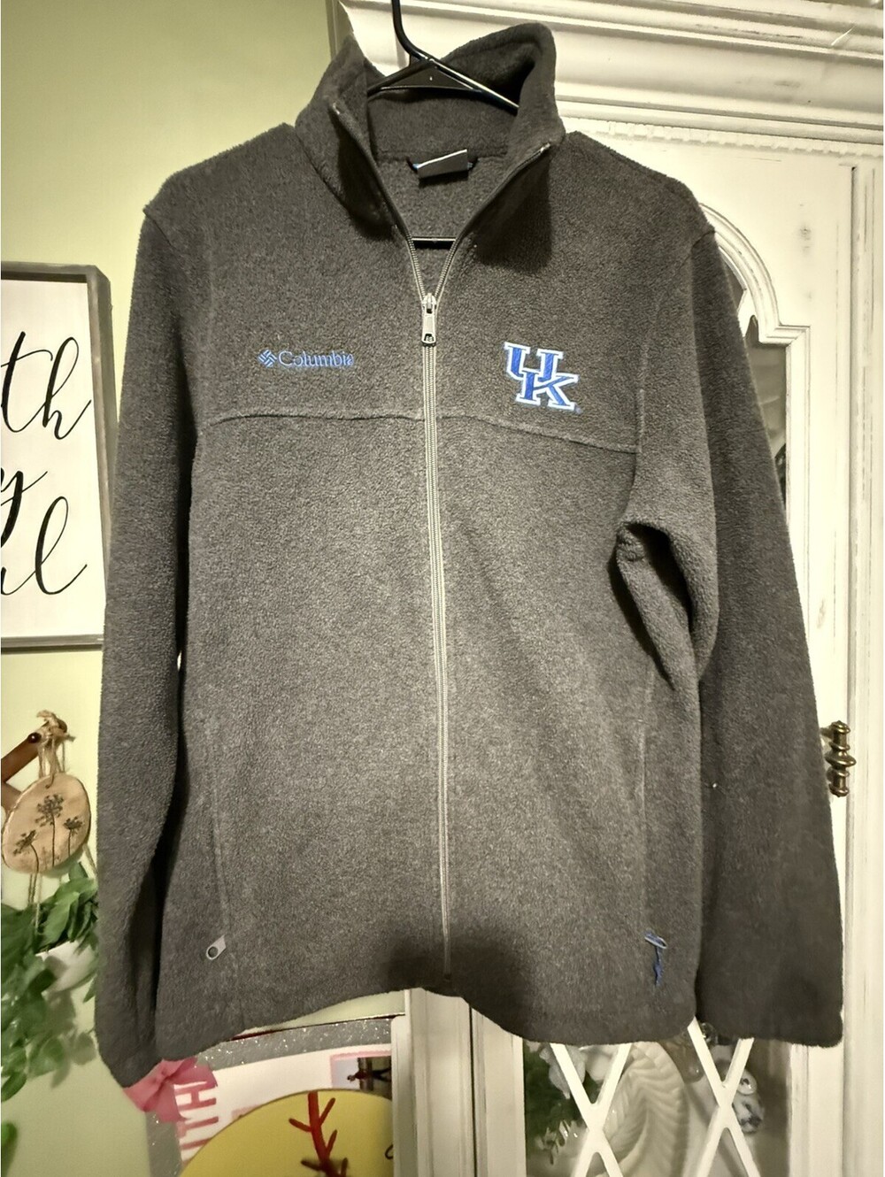 Kentucky Wildcats Jacket Mens Gray NCAA Basketball Columbia Full Zip Sz Sm
